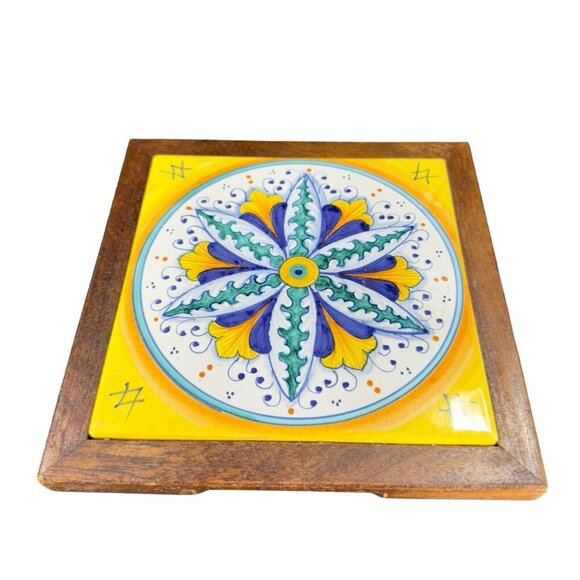 Pascal Ravello Pottery Italy Square Hand Painted Tile Wall Hanging Ceramic VTG - Picture 2 of 15